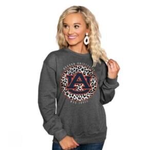 Womens L Charcoal Auburn Tigers Call the Shots Oversized Long Sleeve T-Shirt